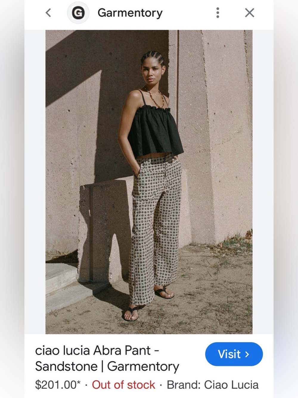 Ciao Lucia Sandstone Abra Pant - Printed Wide-Leg Size 4